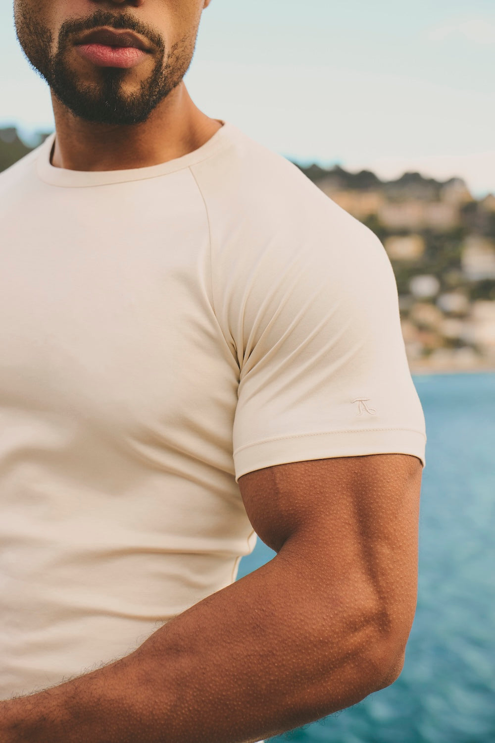 Mercerised Cotton T-Shirt in Alabaster