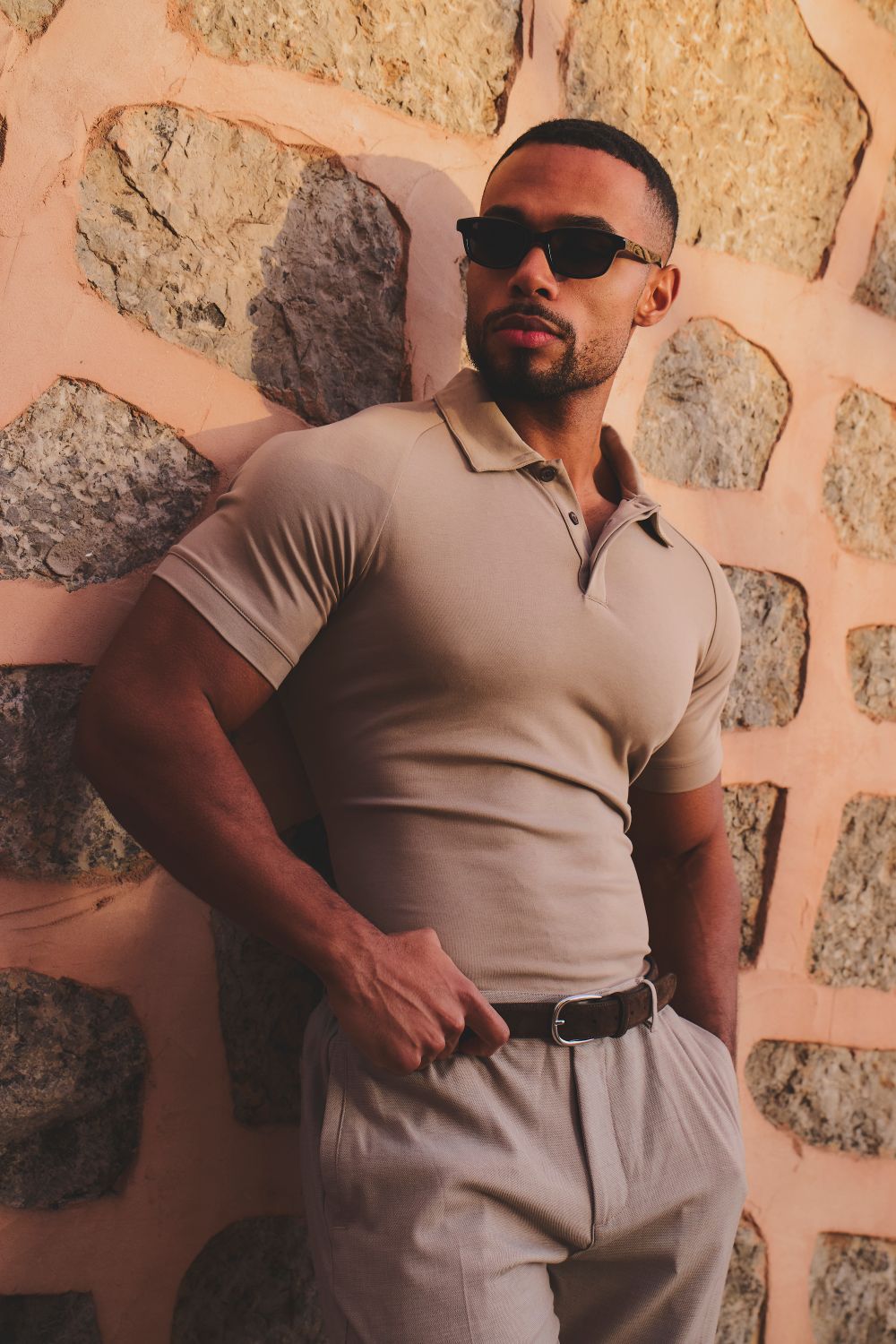 Luxe Smart Polo Shirt in Stone