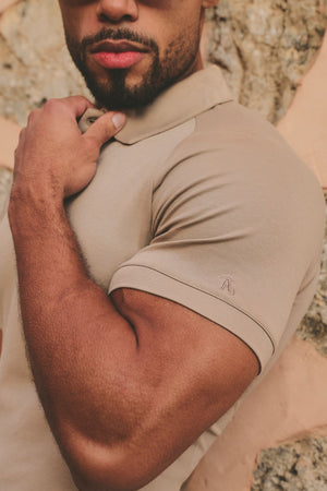 Luxe Smart Polo Shirt in Stone