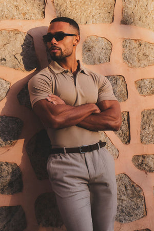 Luxe Smart Polo Shirt in Stone