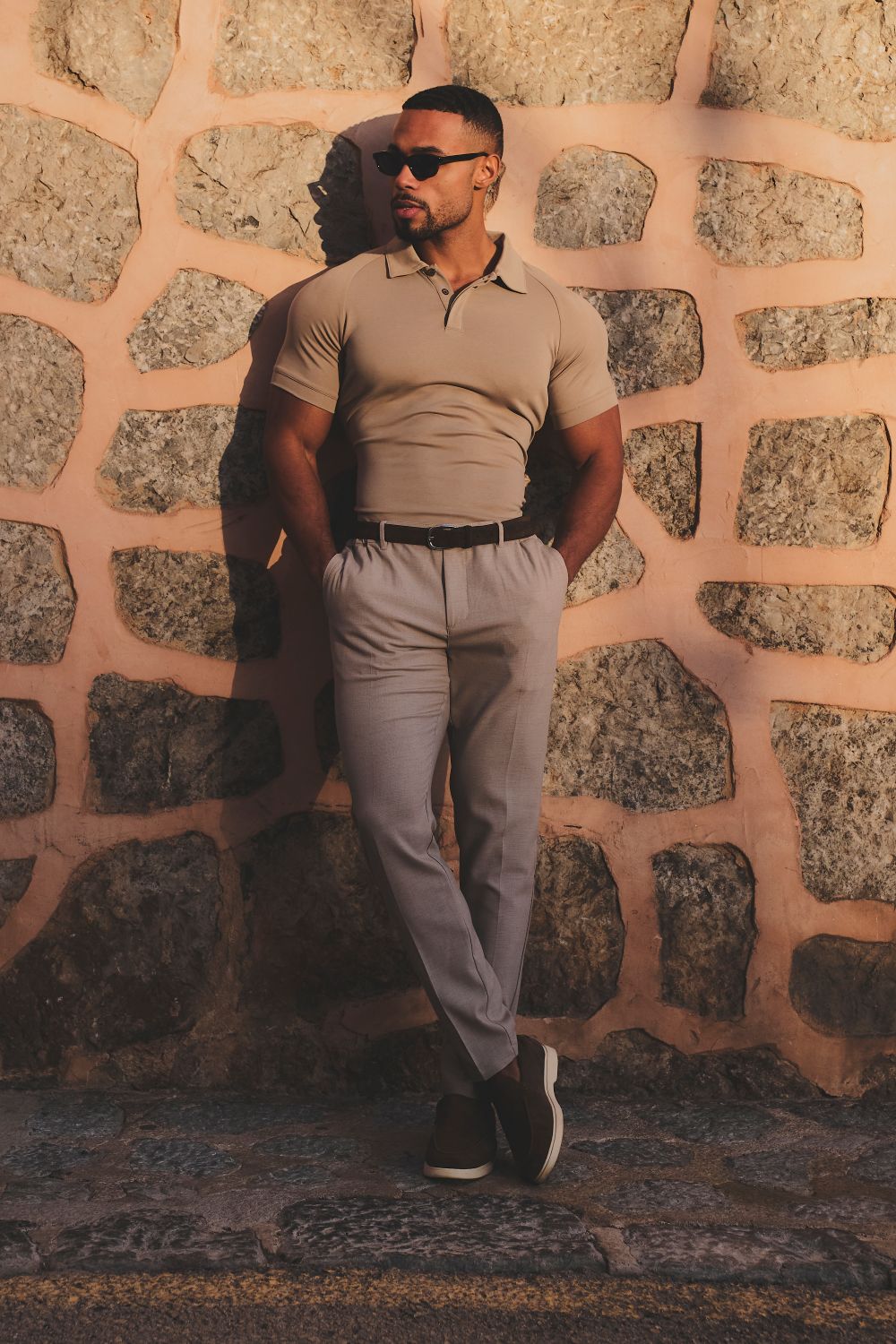 Luxe Smart Polo Shirt in Stone