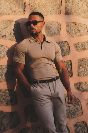 Luxe Smart Polo Shirt in Stone