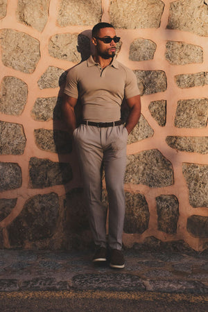 Luxe Smart Polo Shirt in Stone