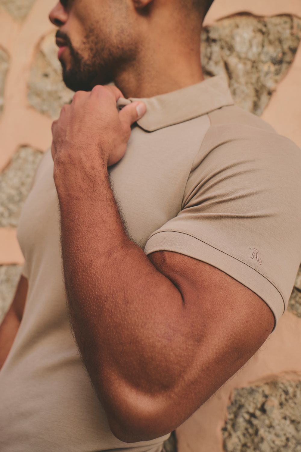 Luxe Smart Polo Shirt in Stone