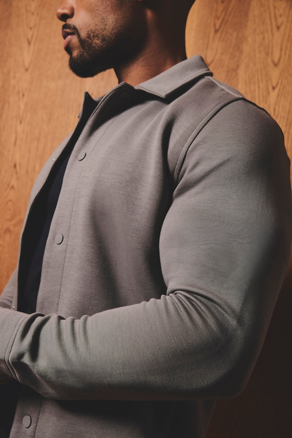 Luxe Sweat Shacket in Mushroom