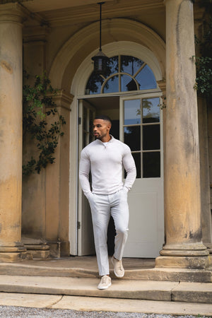 Melange Trousers in Pale Grey