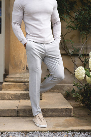Melange Trousers in Pale Grey