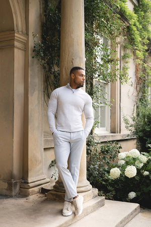 Melange Trousers in Pale Grey