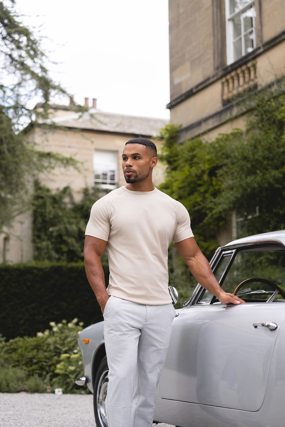 Mercerised Cotton T-Shirt in Stone