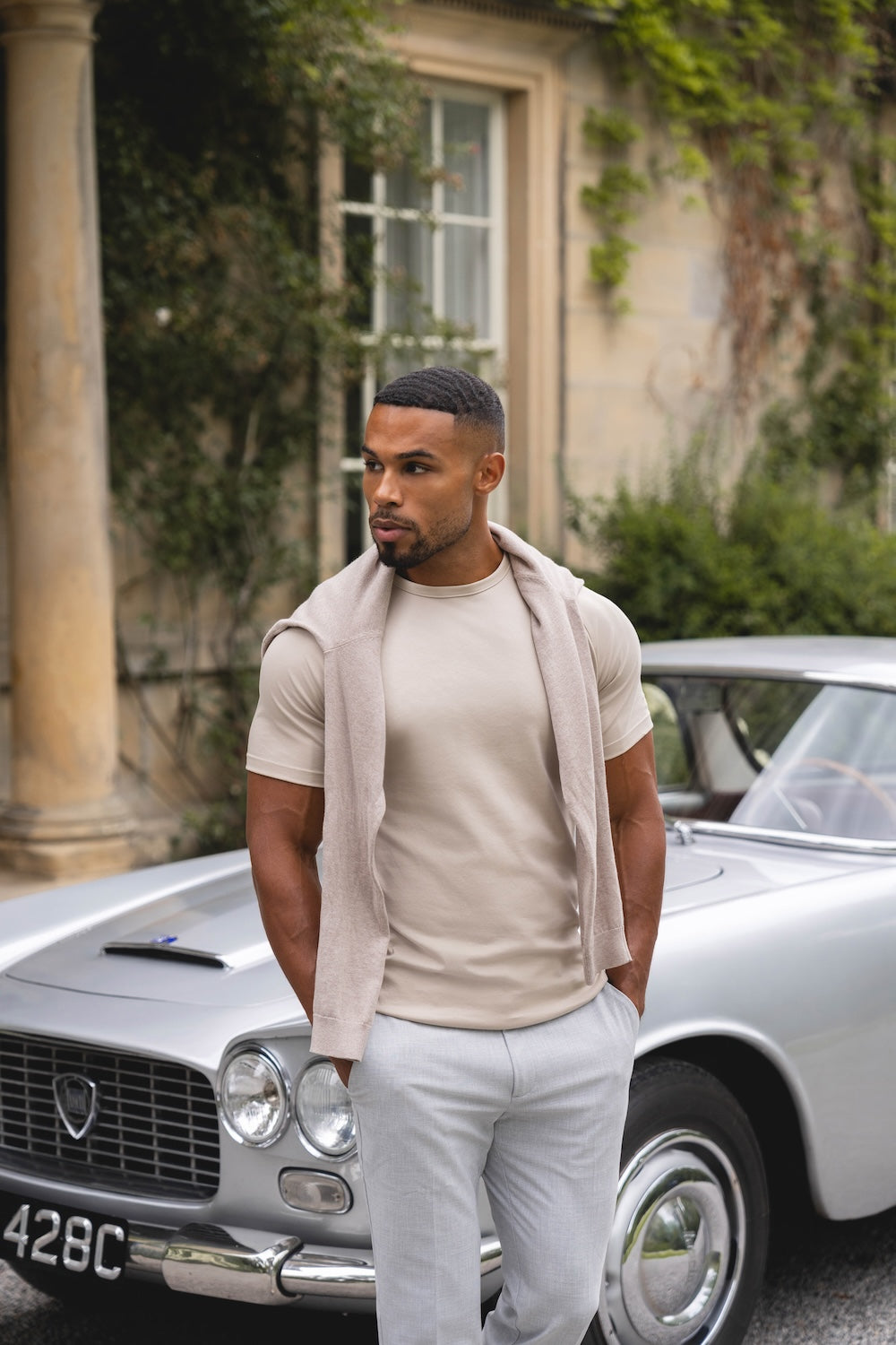 Mercerised Cotton T-Shirt in Stone