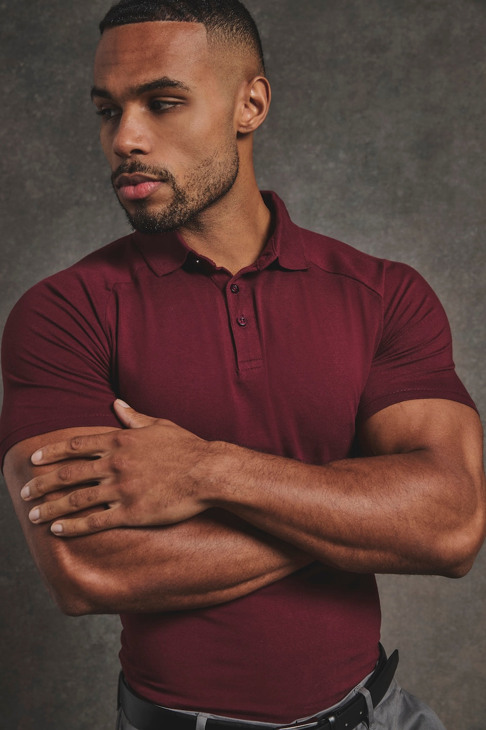 Muscle Fit Polo Shirt in Burgundy