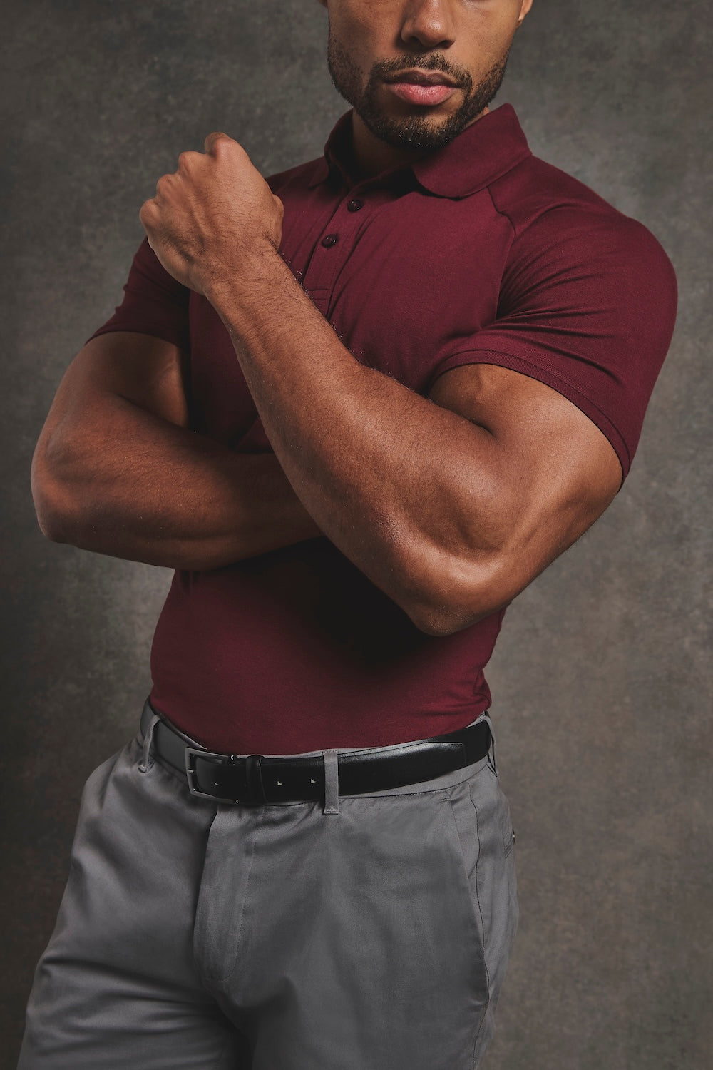 Muscle Fit Polo Shirt in Burgundy