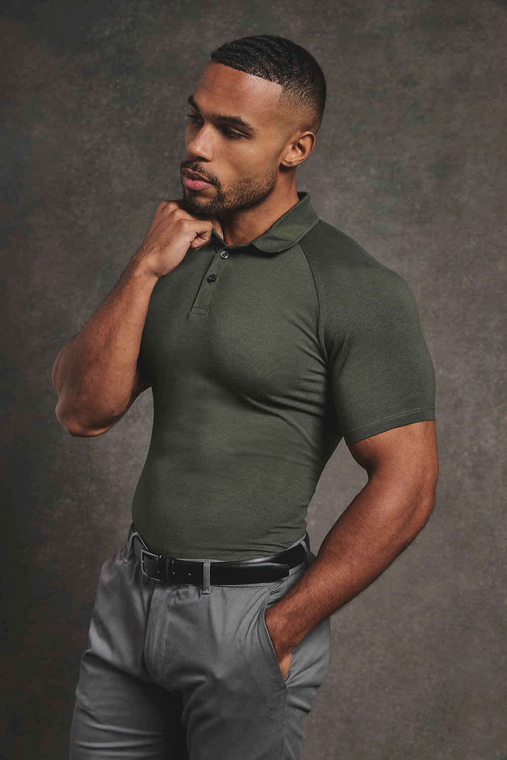 Muscle Fit Polo Shirt in Khaki
