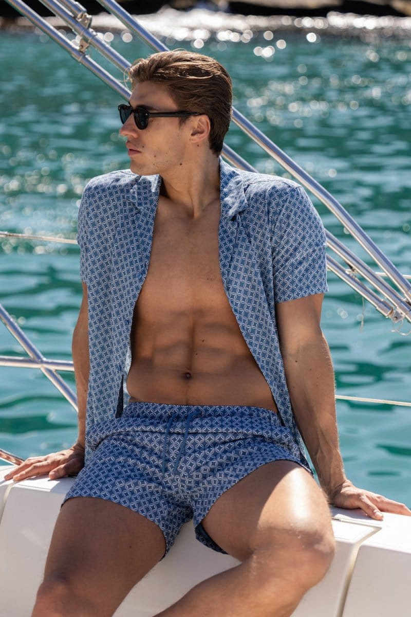 Printed Swim Short in Circle Geo - TAILORED ATHLETE - ROW