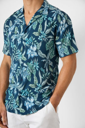 Printed Shirt in Multi Colour Tropical Floral - TAILORED ATHLETE - ROW