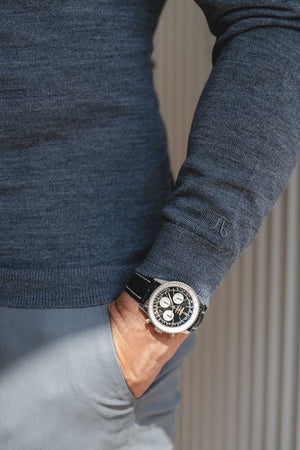 Muscle Fit Cotton Stretch Chino Trouser in Dark Grey