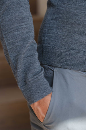 Muscle Fit Cotton Stretch Chino Trouser in Dark Grey