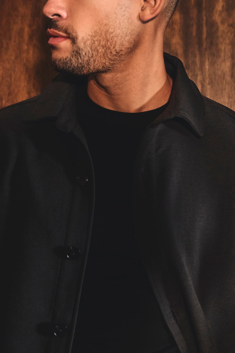 Melange Woven Shacket in Dark Charcoal