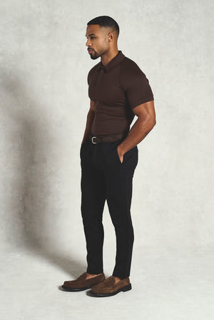 Luxe Smart Polo Shirt in Chocolate