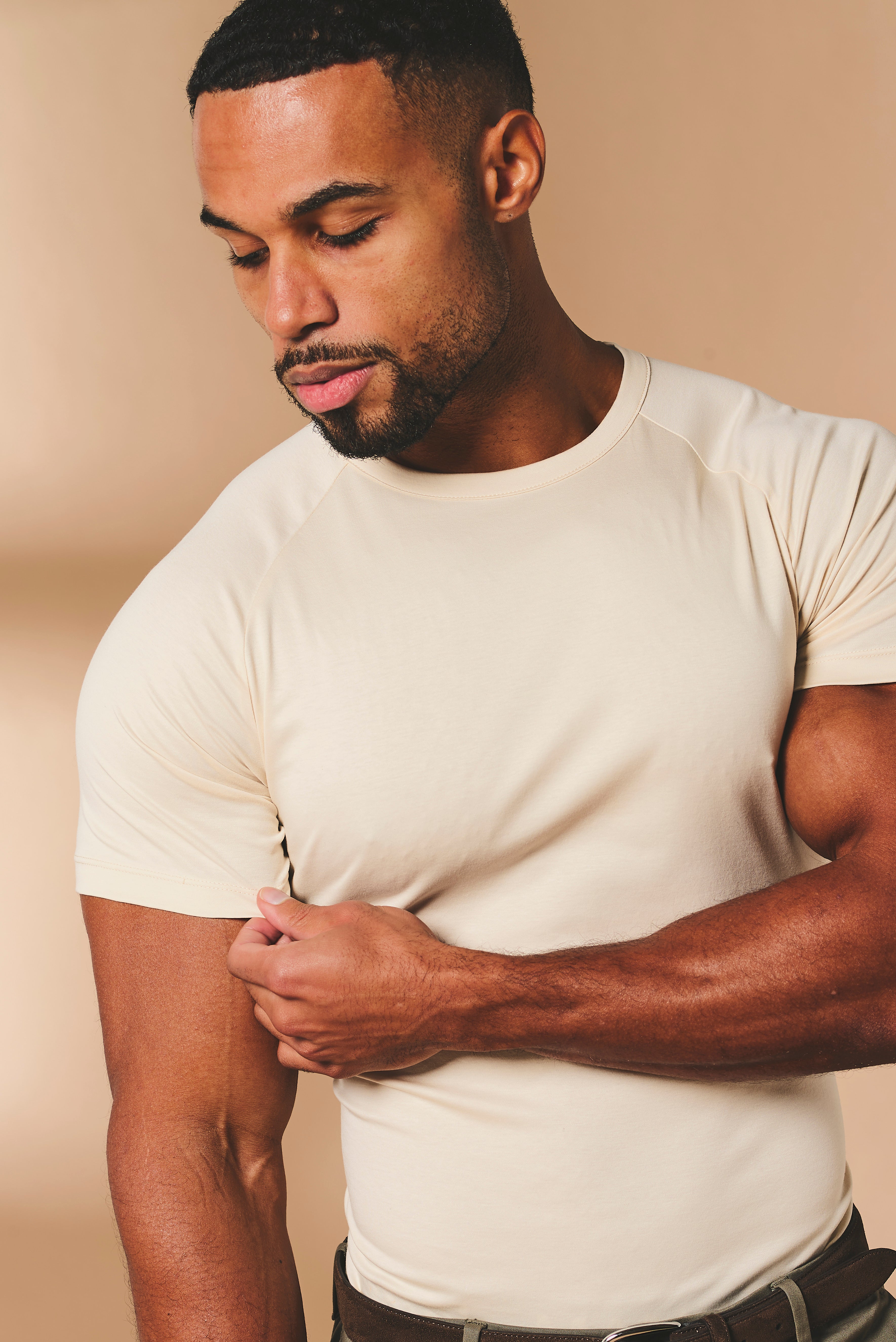 Mercerised Cotton T-Shirt in Alabaster