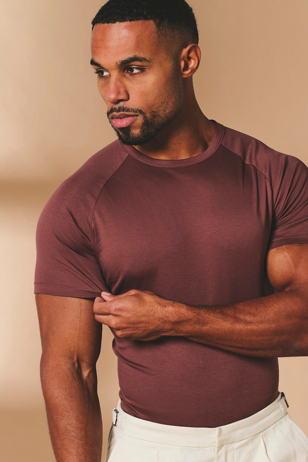 Mercerised Cotton T-Shirt in Burnt Terracotta