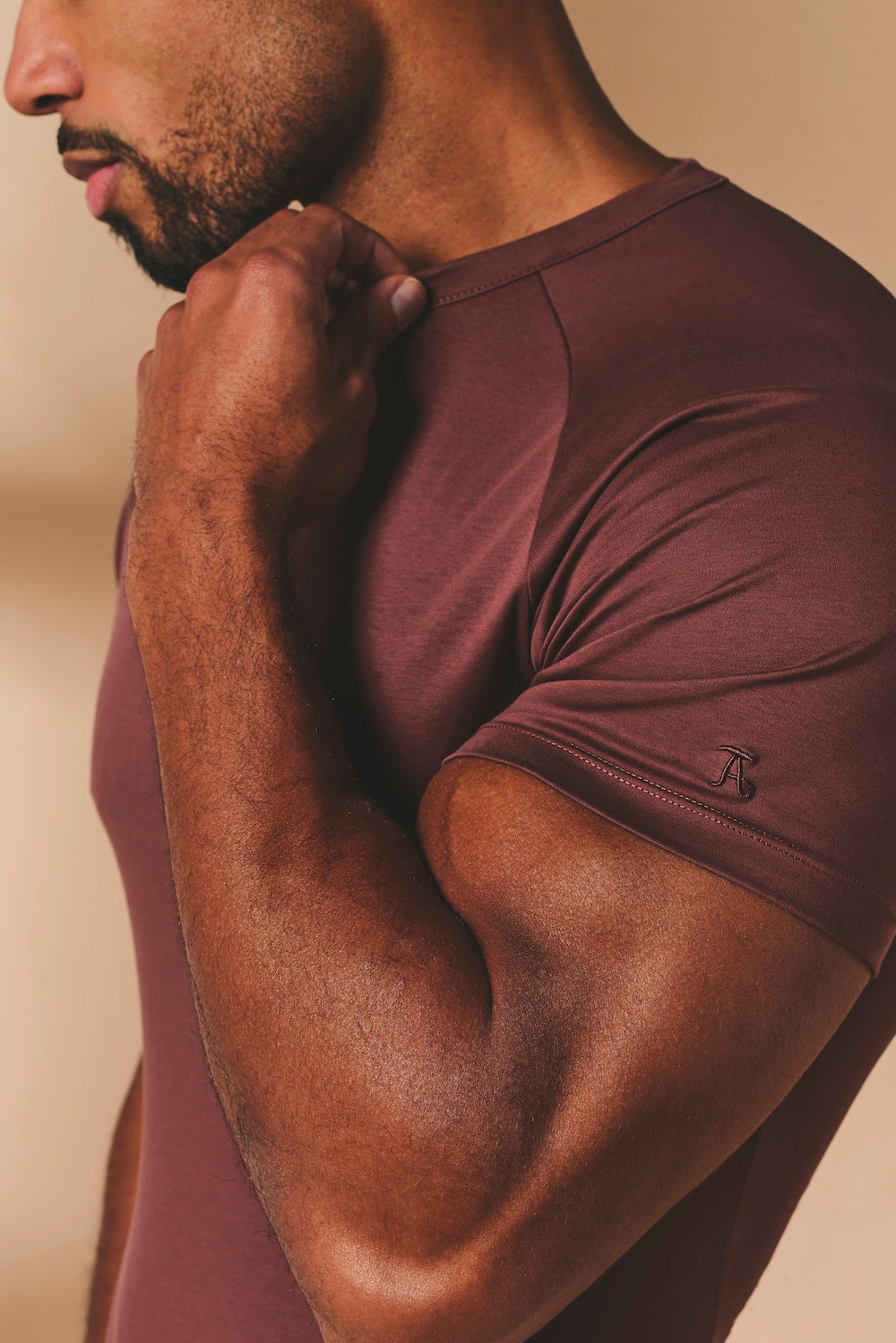 Mercerised Cotton T-Shirt in Burnt Terracotta