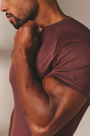 Mercerised Cotton T-Shirt in Burnt Terracotta