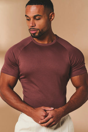 Mercerised Cotton T-Shirt in Burnt Terracotta