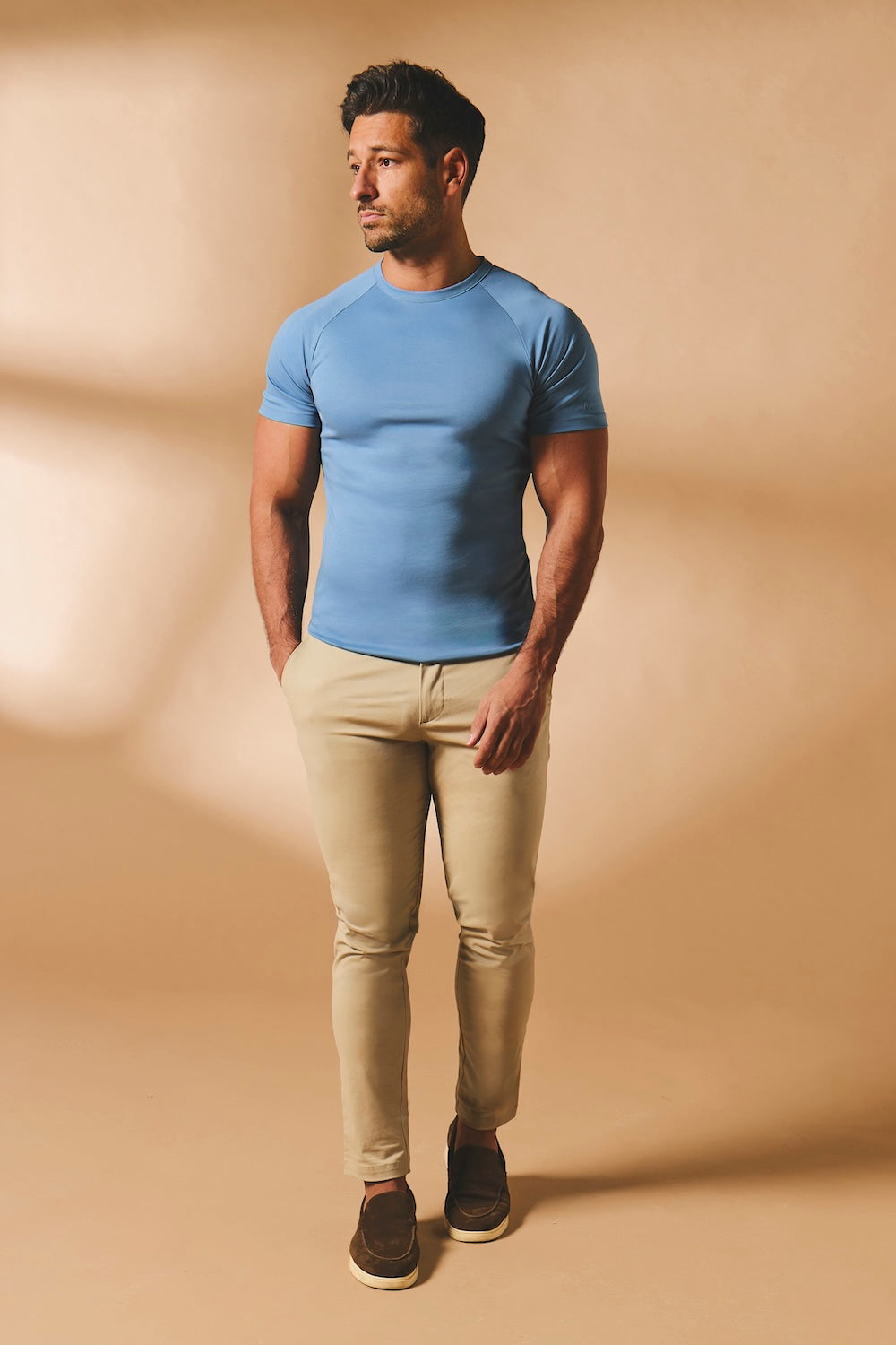 Mercerised Cotton T-Shirt in Steel Blue