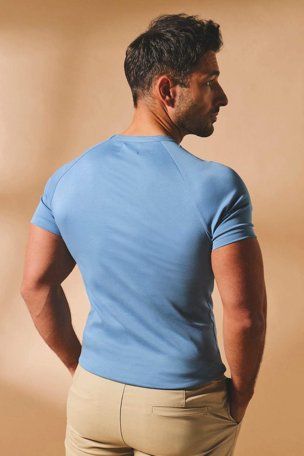 Mercerised Cotton T-Shirt in Steel Blue