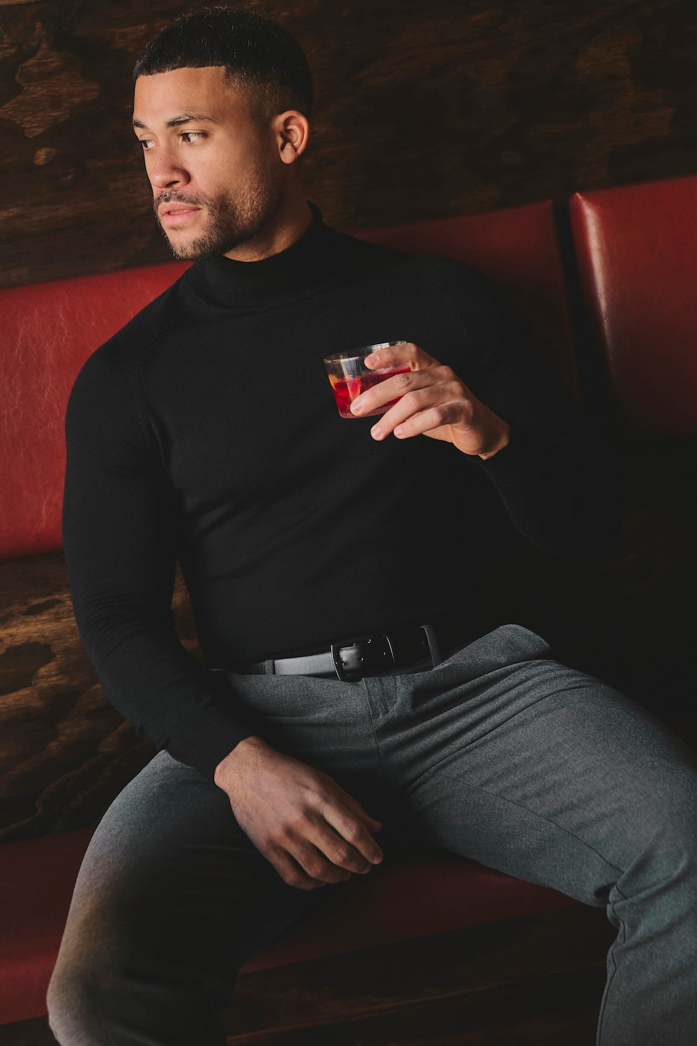 Extra Fine Merino Wool Roll Neck Jumper in Black
