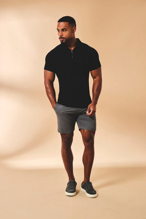 Muscle Fit Stretch Chino Shorts in Dark Pewter