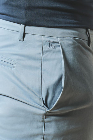Muscle Fit Chino Shorts - Shorter Length in Light Blue