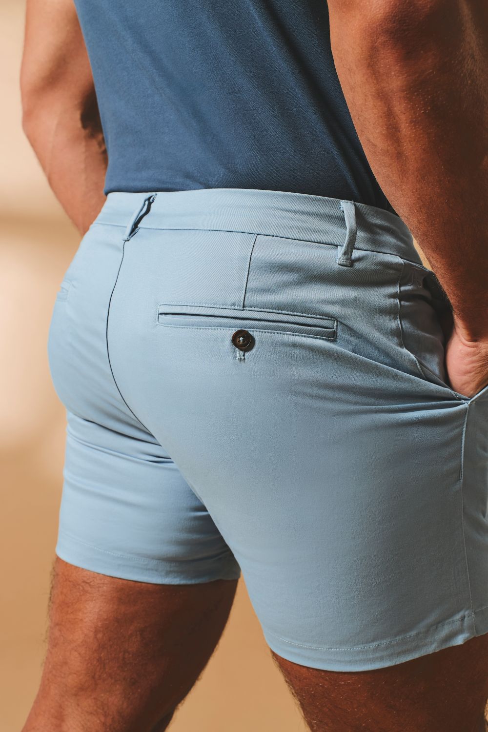 Muscle Fit Chino Shorts - Shorter Length in Light Blue