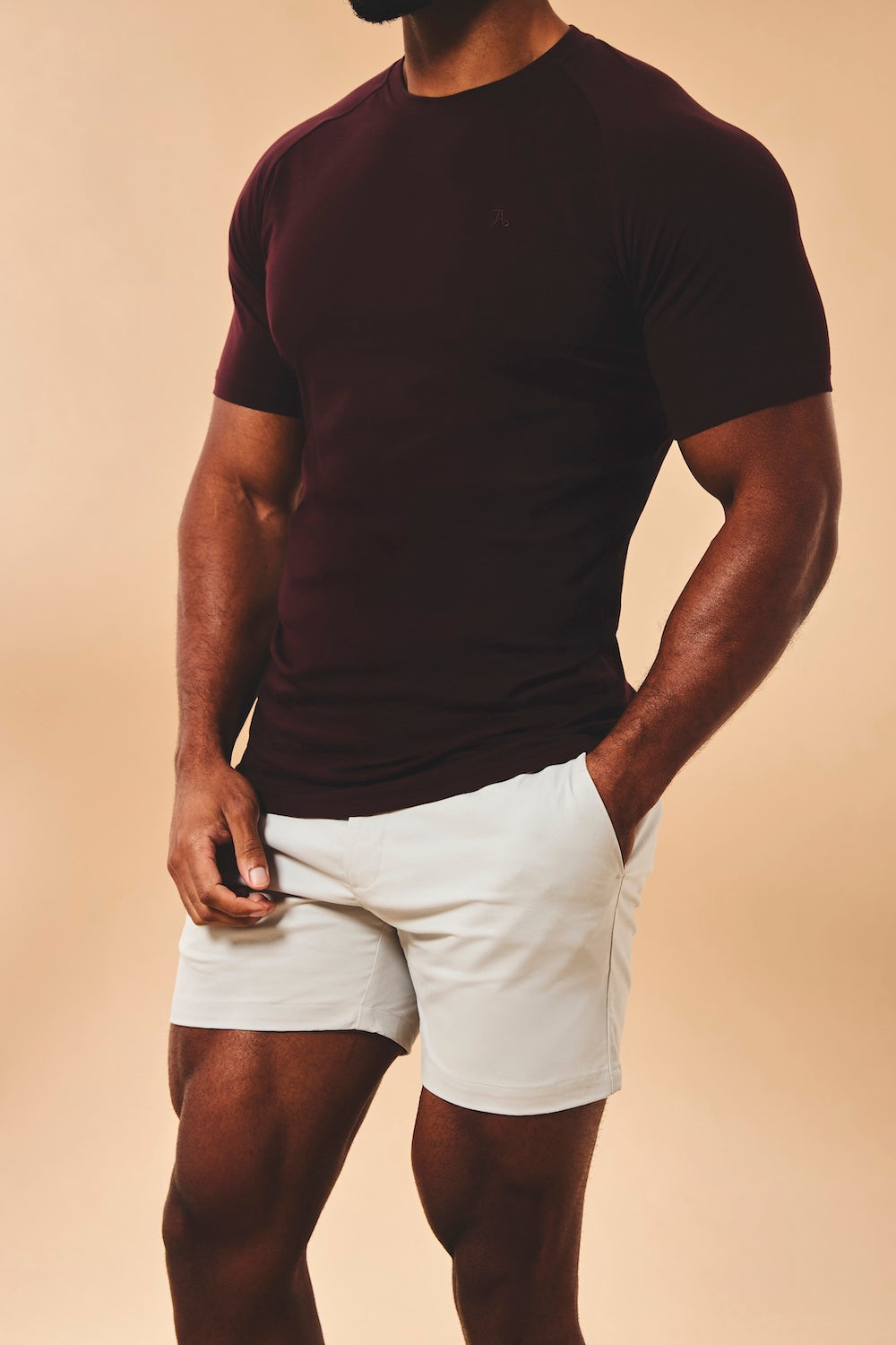 Muscle Fit Chino Shorts-Shorter Length in Dove Grey