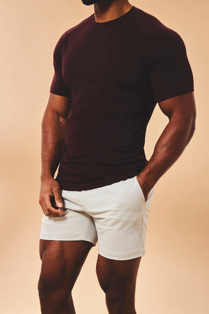Muscle Fit Stretch Chino Shorts-Shorter Length in Dove Grey