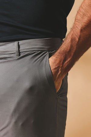 Muscle Fit Cotton Stretch Chino Trouser in Dark Grey