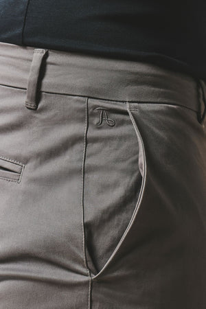 Muscle Fit Cotton Stretch Chino Trouser in Dark Grey