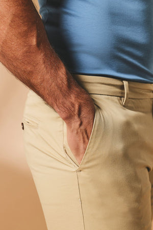 Muscle Fit Cotton Stretch Chino Trouser in Stone