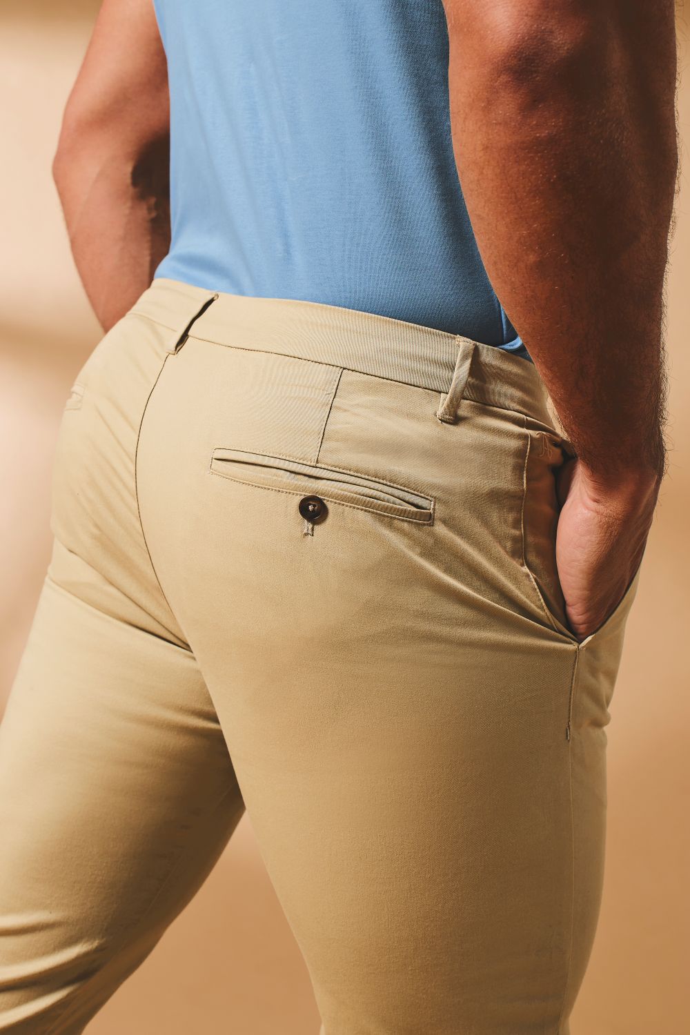 Muscle Fit Cotton Stretch Chino Trouser in Stone