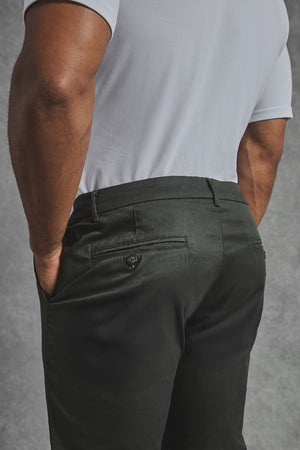 Muscle Fit Cotton Stretch Chino Trouser in Dark Khaki