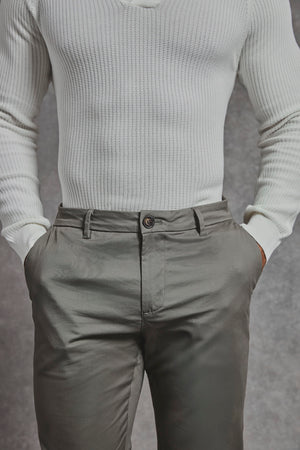 Muscle Fit Cotton Stretch Chino Trouser in Khaki