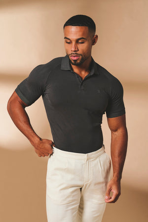 Muscle Fit Polo Shirt in Charcoal