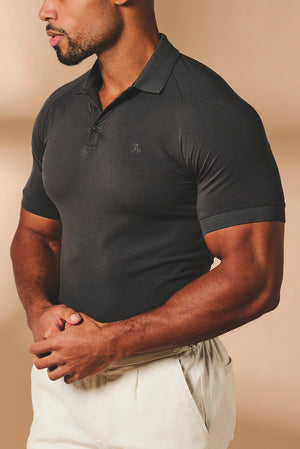Muscle Fit Polo Shirt in Charcoal