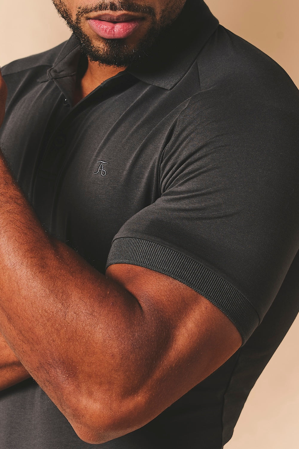 Muscle Fit Polo Shirt in Charcoal