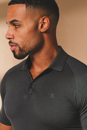 Muscle Fit Polo Shirt in Charcoal