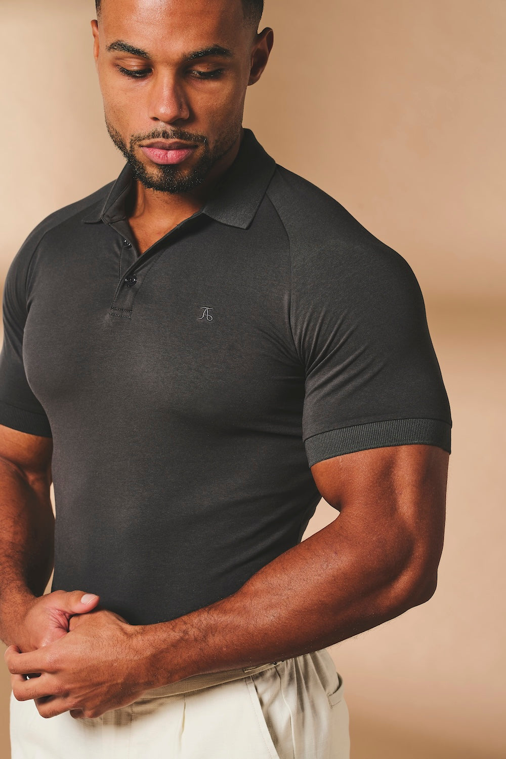 Muscle Fit Polo Shirt in Charcoal