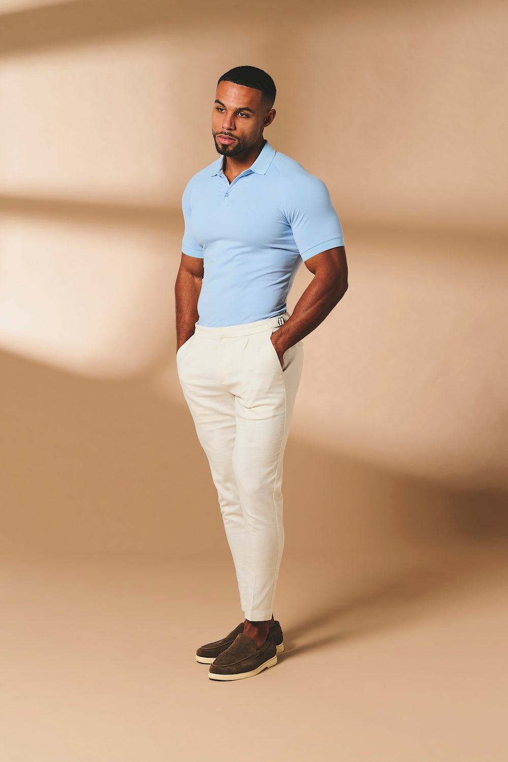 Muscle Fit Polo Shirt in Pale Blue