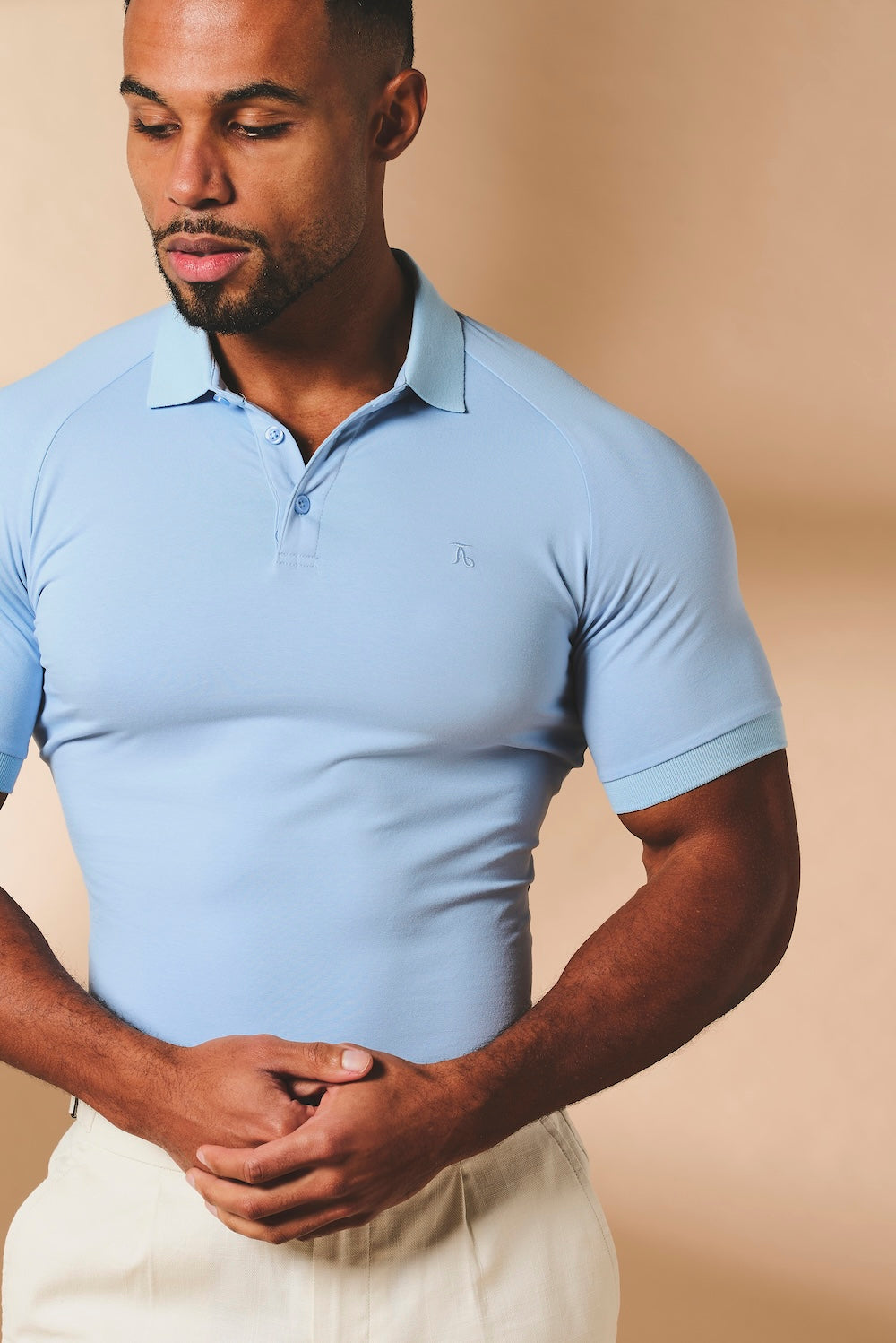 Muscle Fit Polo Shirt in Pale Blue