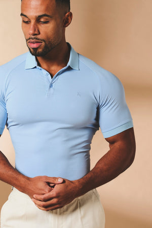 Muscle Fit Polo Shirt in Pale Blue